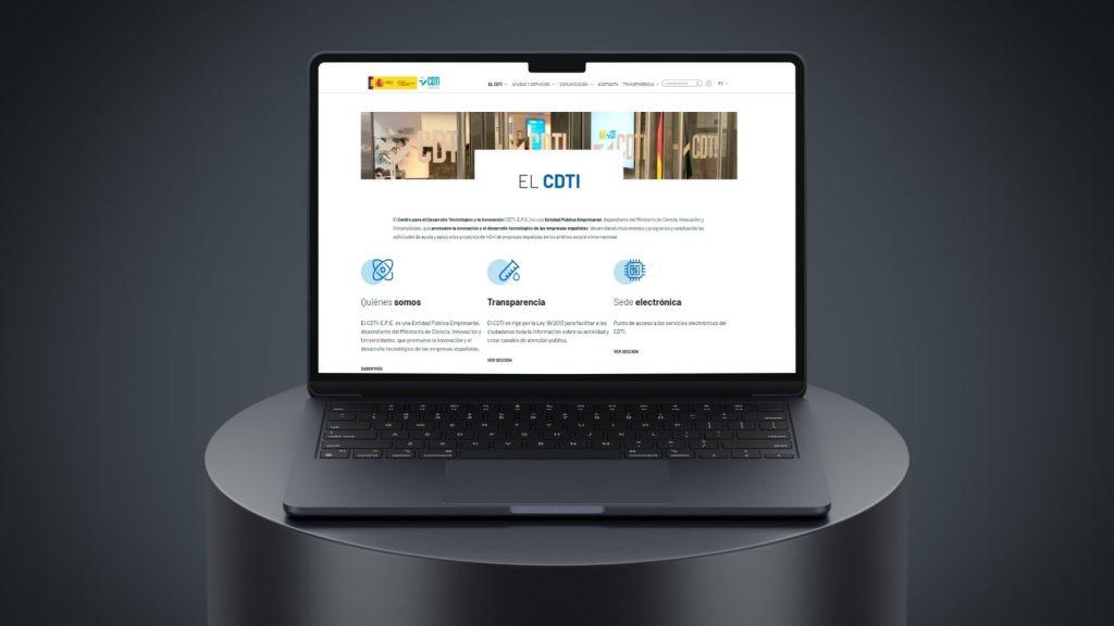 Clúster 3 seguridad: cómo adherirse y acceder a la financiación 1 Ordenador mostrando la pagina web de CDTI